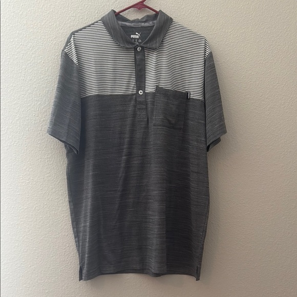Puma Gray Textured Polo Shirt - Picture 1 of 5